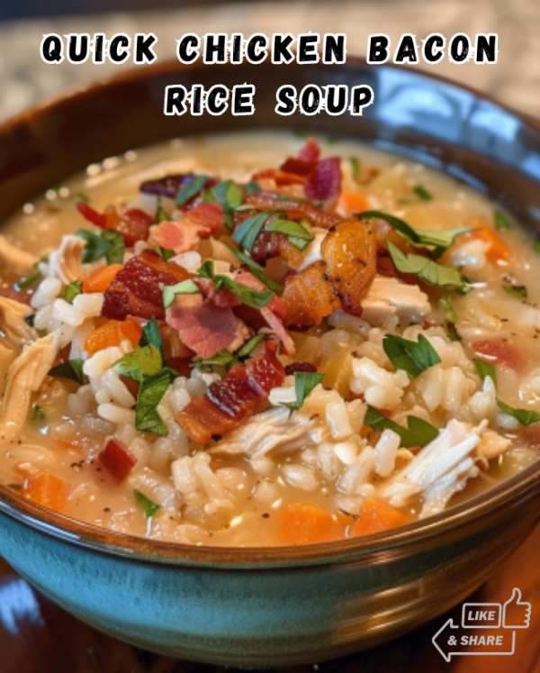 Fast Chicken Bacon and Rice Soup