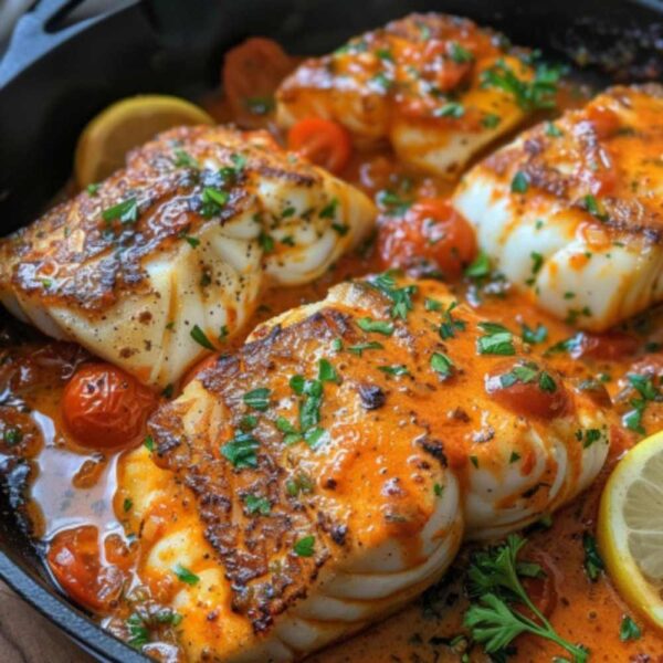 Cod with Tomato Lemon Butter Sauce