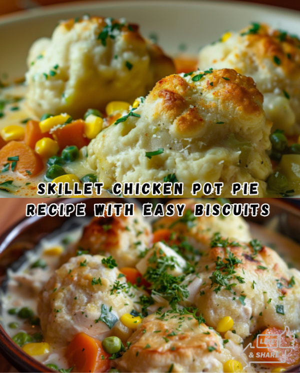 Easy Skillet Chicken Pot Pie with Homemade Biscuits
