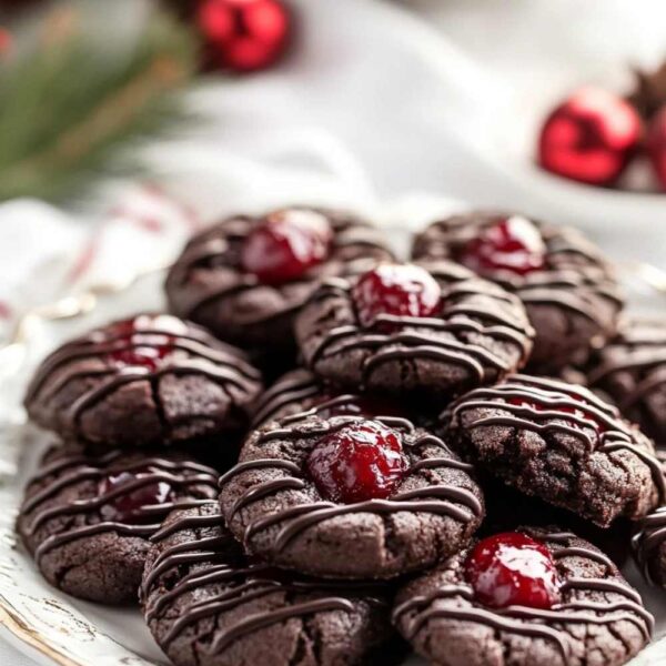 Chocolate Cherry Thumbprint Cookies