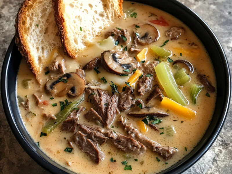 Philly Cheesesteak Soup