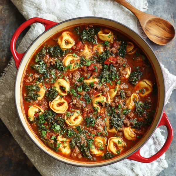Tortellini Soup with Italian Sausage and Kale