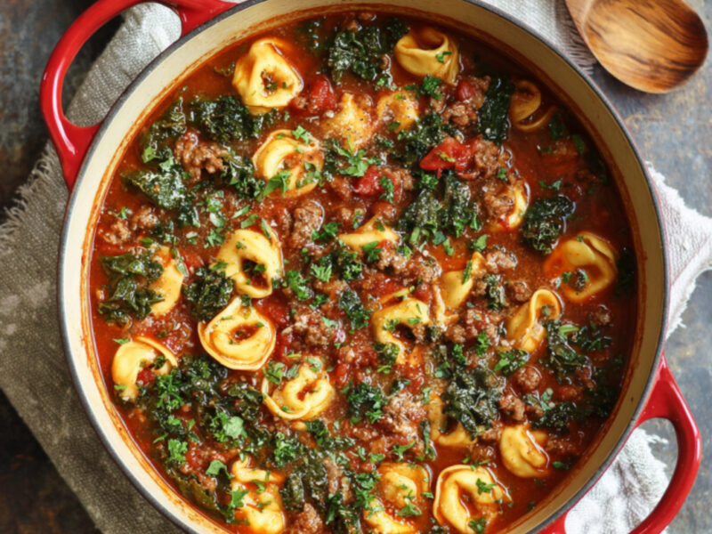 Tortellini Soup with Italian Sausage and Kale